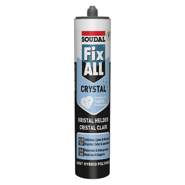 Soudal Fix ALL Crystal, mastic-colle transparent, cartouche de 290 ml