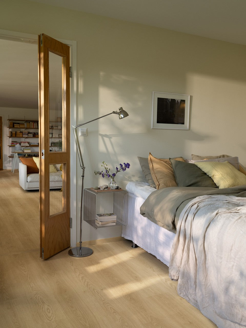 Sol stratifié Pergo Perstorp Chêne beige naturel 8 mm - en situation dans un intérieur
